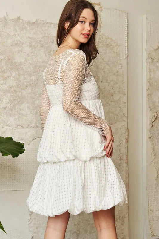 Davi Dani Checker Print Side Pockets Textured Mini Dress