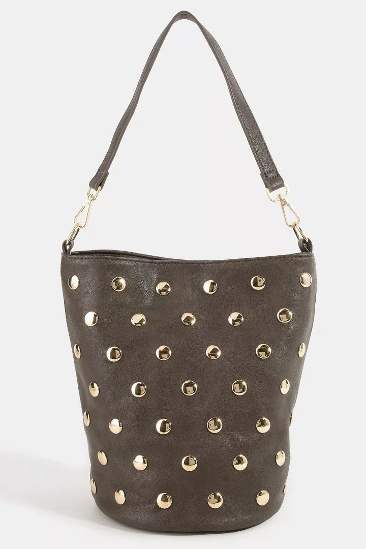 Gdbr Fame Studded Leather Bucket Bag
