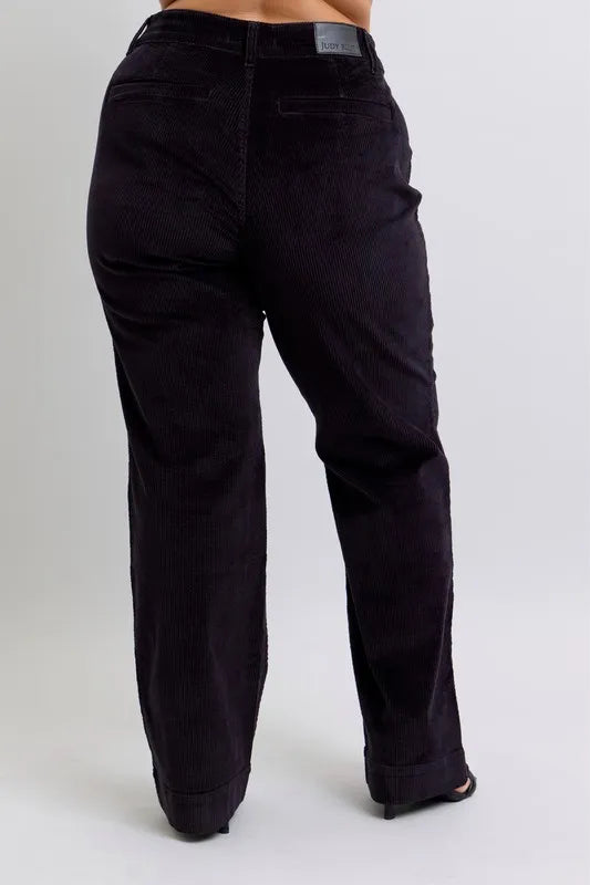 Bk Judy Blue Full Size High Waist Corduroy Trouser Wide Plus Size