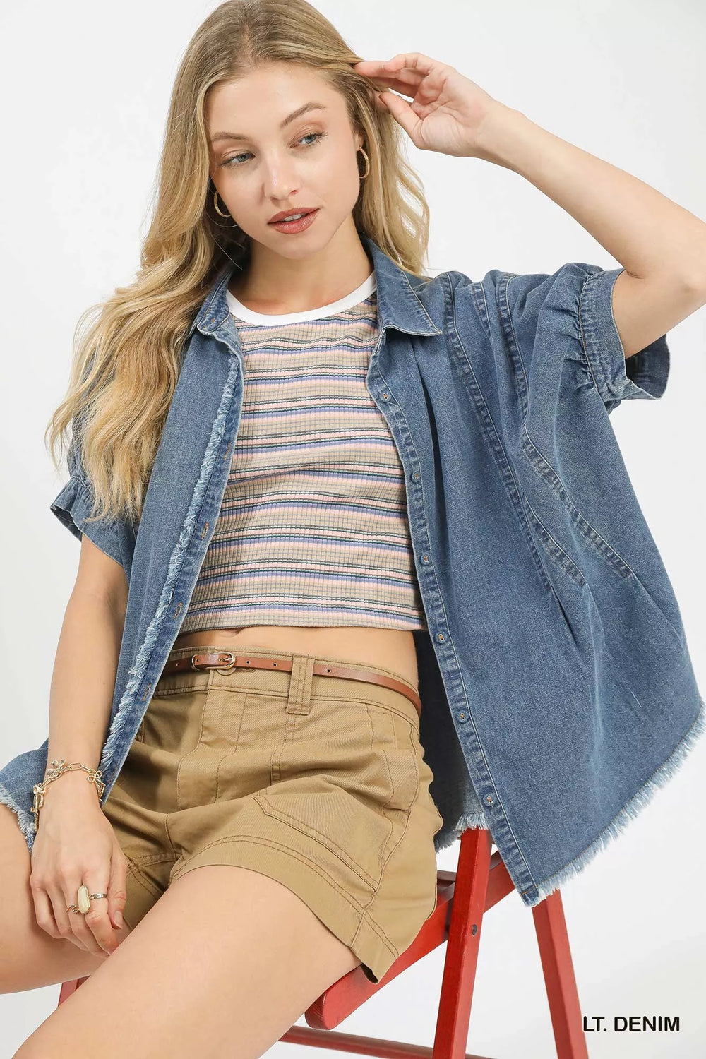 Lt. Denim Umgee Washed Denim Oversized Top