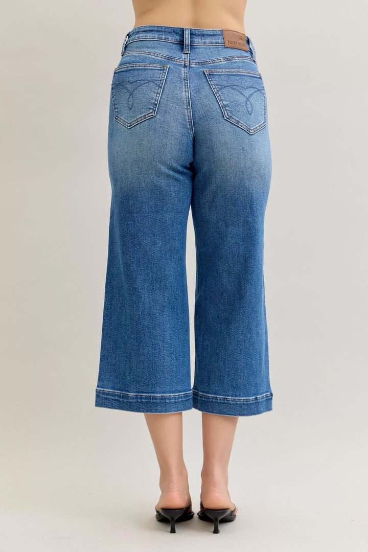 Md Judy Blue Mid Rise Crop Wide Leg Jeans