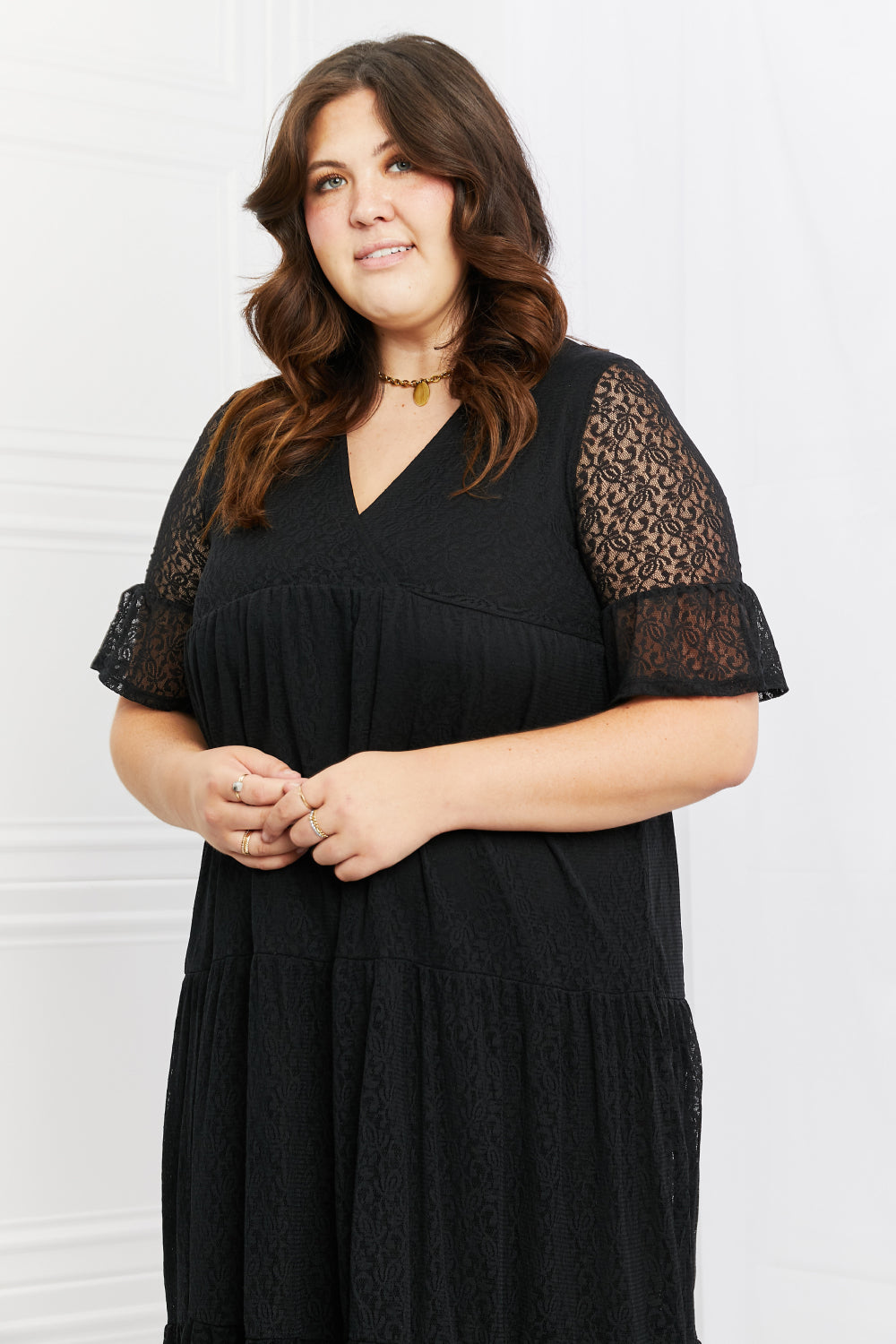 P Rose Lovely Lace Full Size Tiered Dress