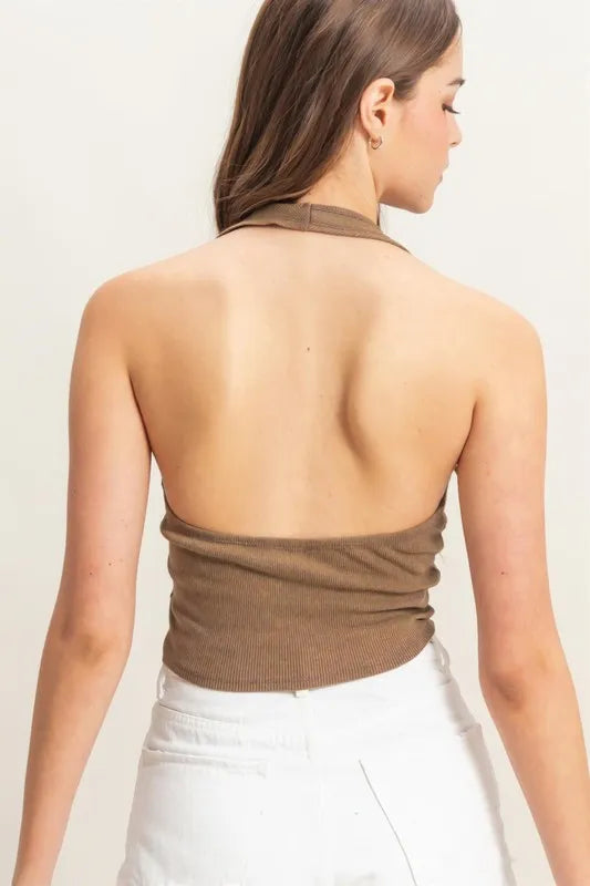 Mocha Hyfve Mineral Wash Halter Neck Everyday Top 1
