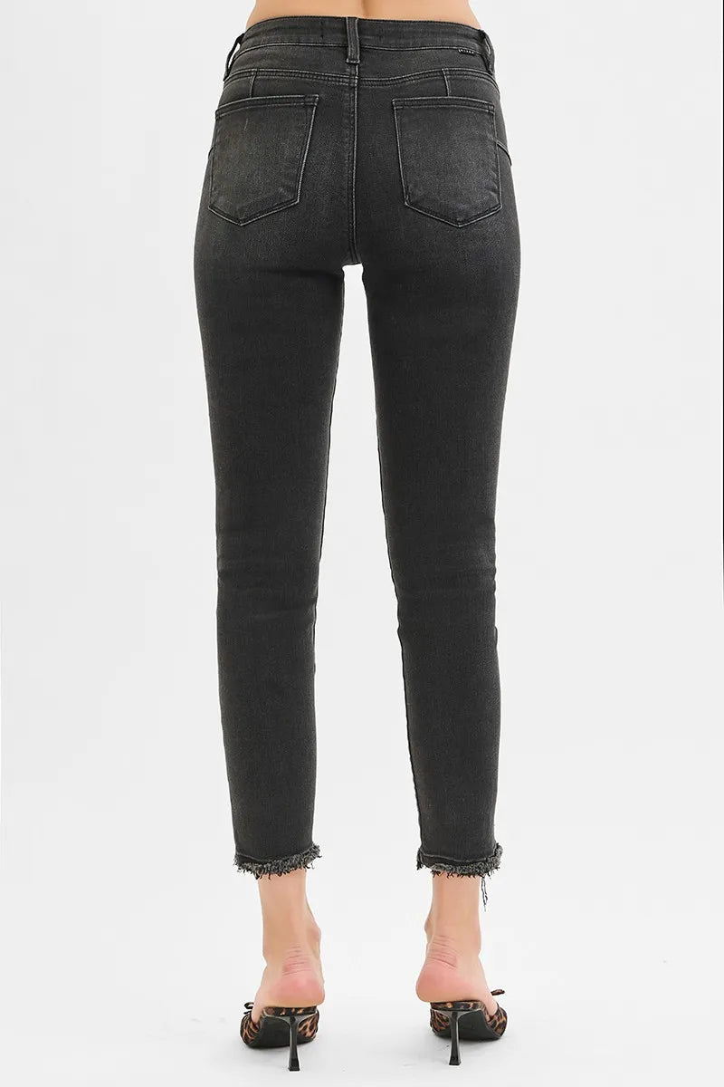 Black Risen Full Size Tummy Control Mid Rise Crop Skinny Jeans Plus Size