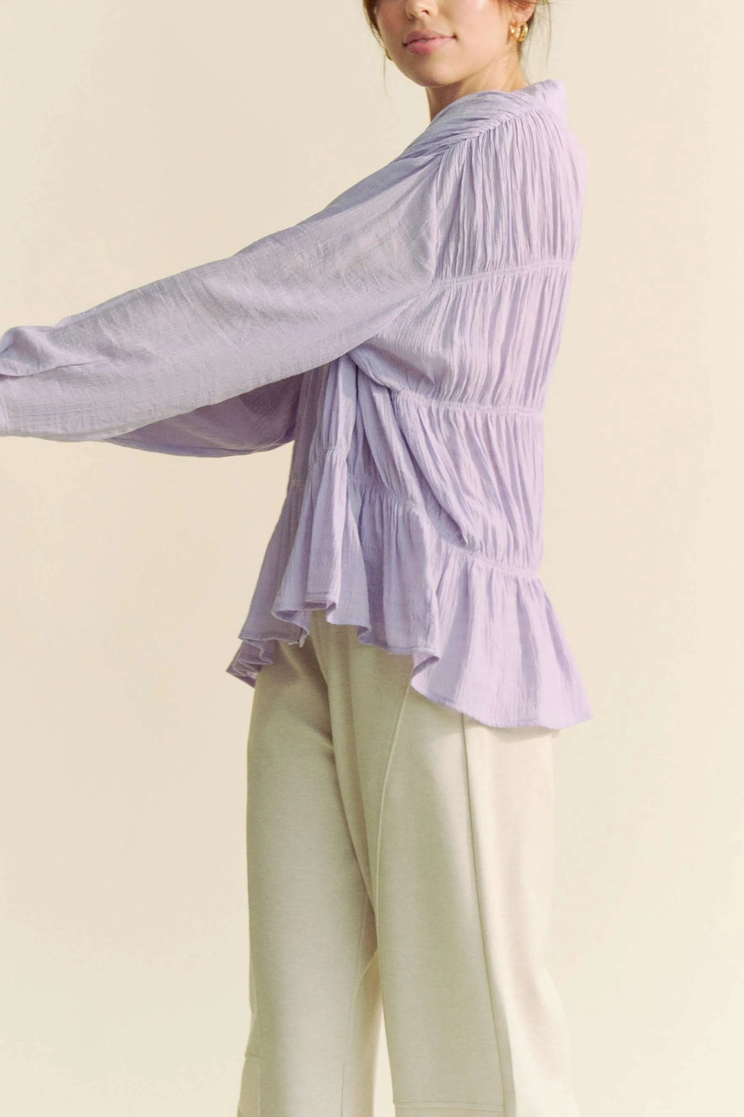 Davi Dani Ruched All Over Button Front Shirt 1