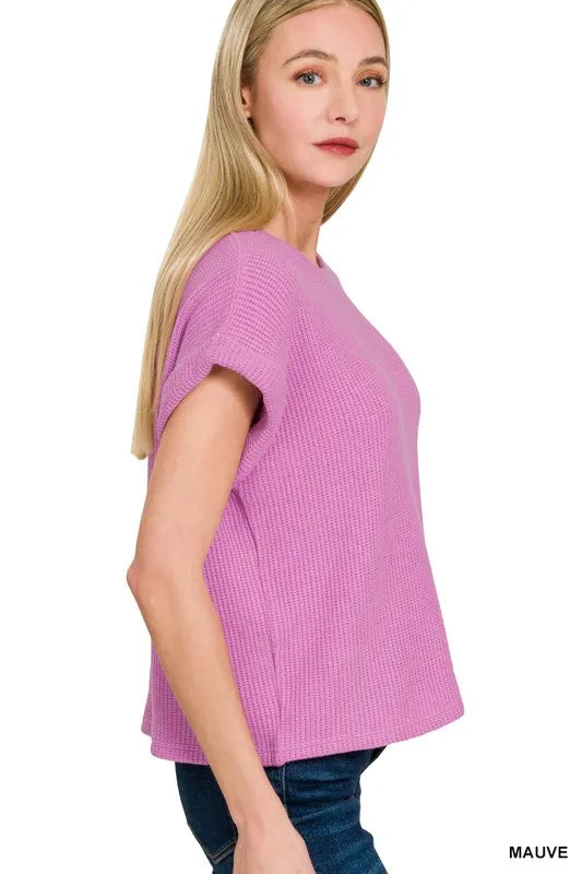 Zenana Rolled Sleeve Top And Pants Sweater Set