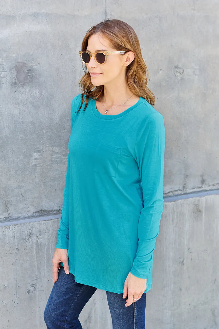 Cerulean Basic Bae Full Size Round Neck Long Sleeve Top 1
