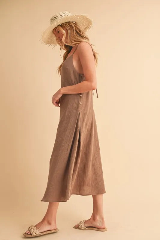 Aemi Co Side Button Midi Cami Dress