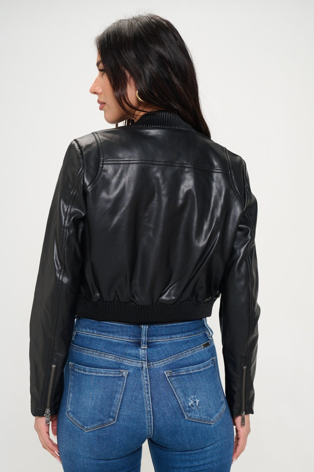 Black Coalition La Zip Up Cropped Bomber Jacket