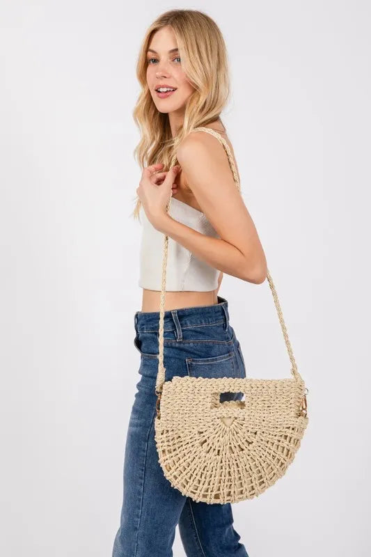 Iv Fame Braided Semi Circle Tote Bag