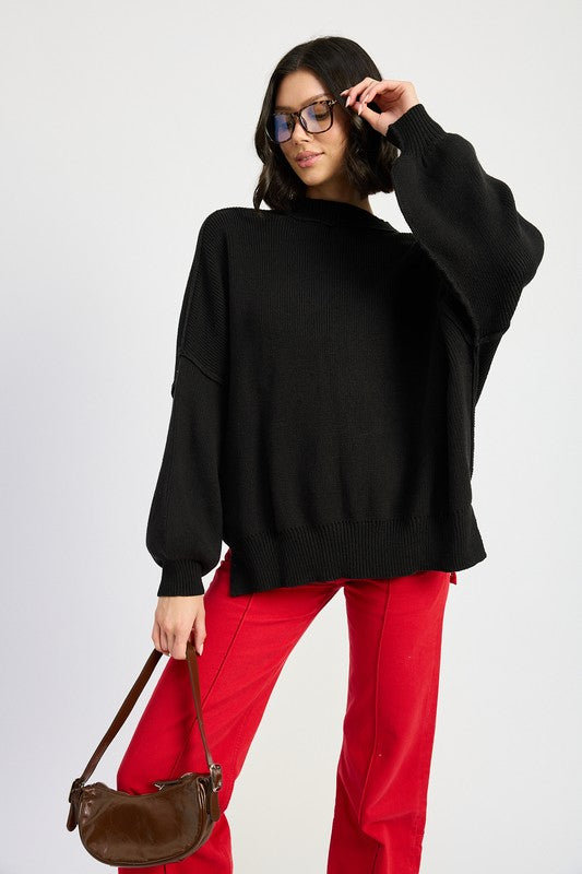 Over Fitted Long Sleeve Sweater Top