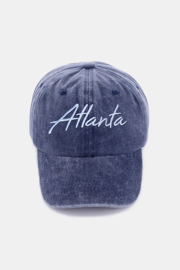 Atlanta Ash Mocha Zenana Washed Atlanta Embroidered Baseball Cap