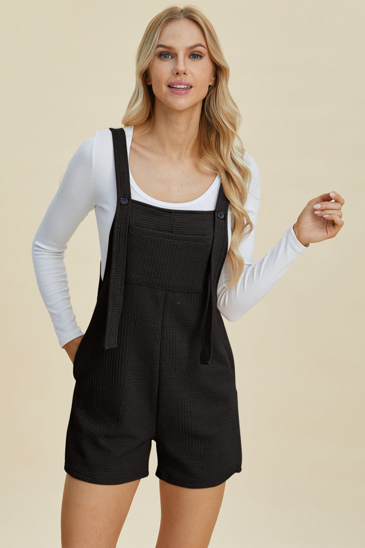 Brown Double Take Full Size Texture Sleeveless Romper