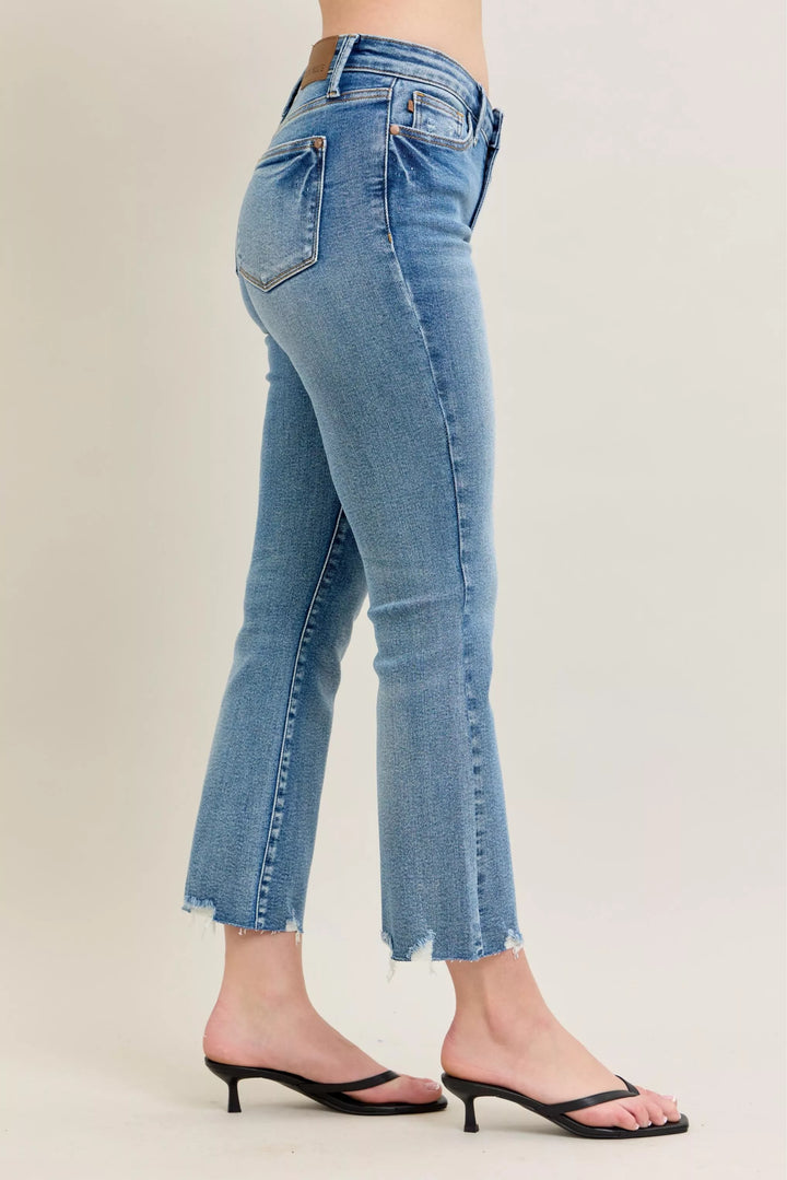 Md Judy Blue Mr Vintage Wash Destroy Hem Kick Flare Jeans