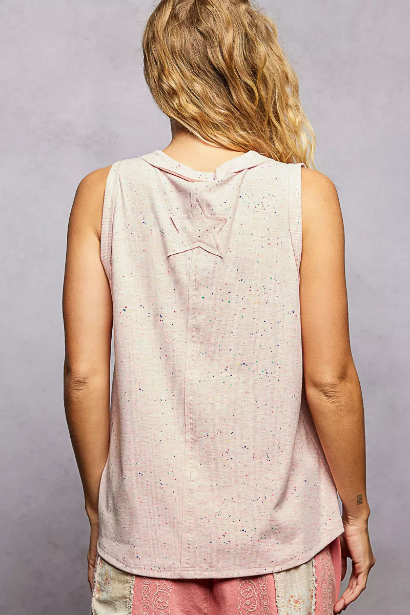 Pol V Neck Ribbed Tank With American Flag Patch And Star Back Patch