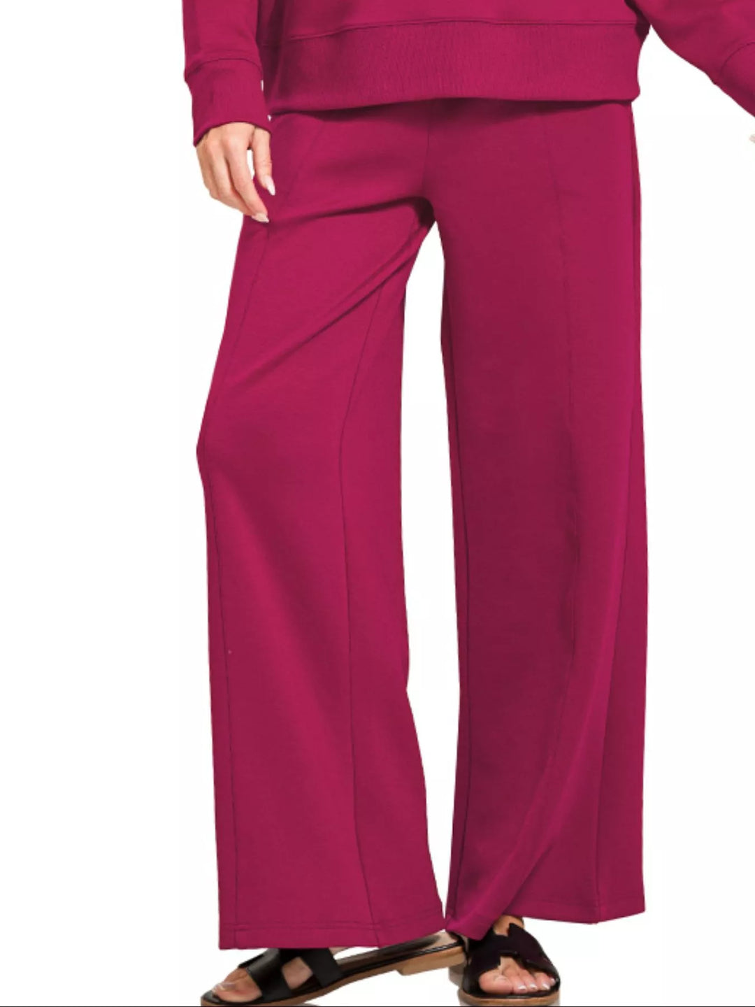 Cabernet Zenana Scuba Collared Pullover And Pants Set 1