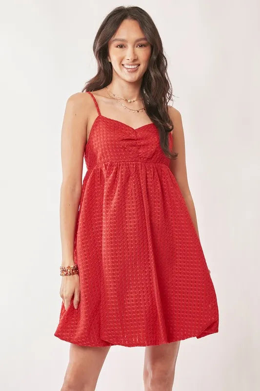 Davi Dani Textured Sweetheart Neckline Bubble Hem Dress