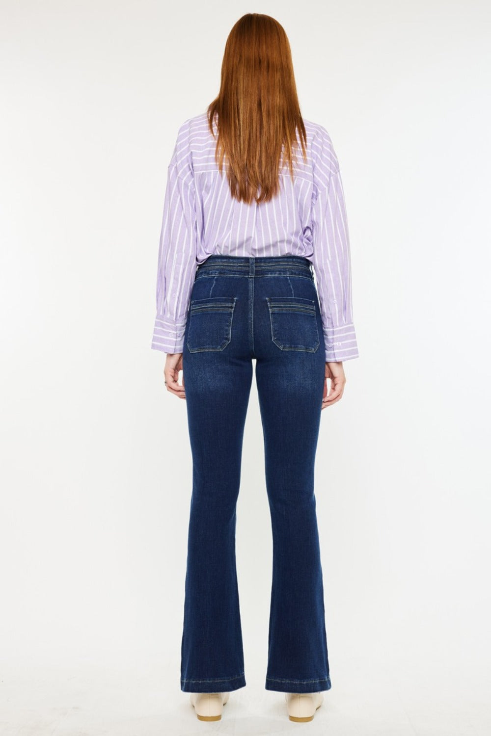 Dark Kancan High Rise Double Waistband Flare Jeans