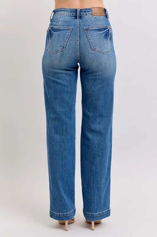Md Judy Blue Full Size High Waist Contrast Thread Straight Plus Size