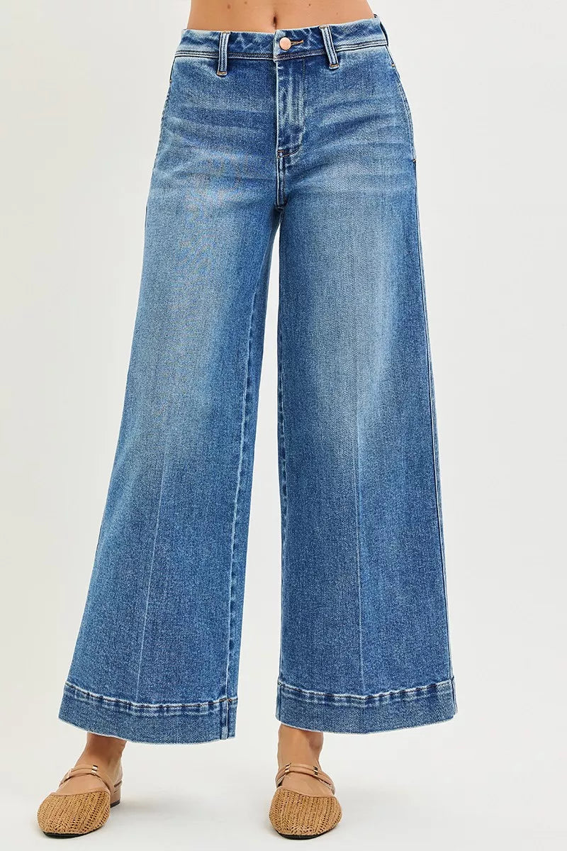 Dark Risen Slouchy Ankle Wide Jeans