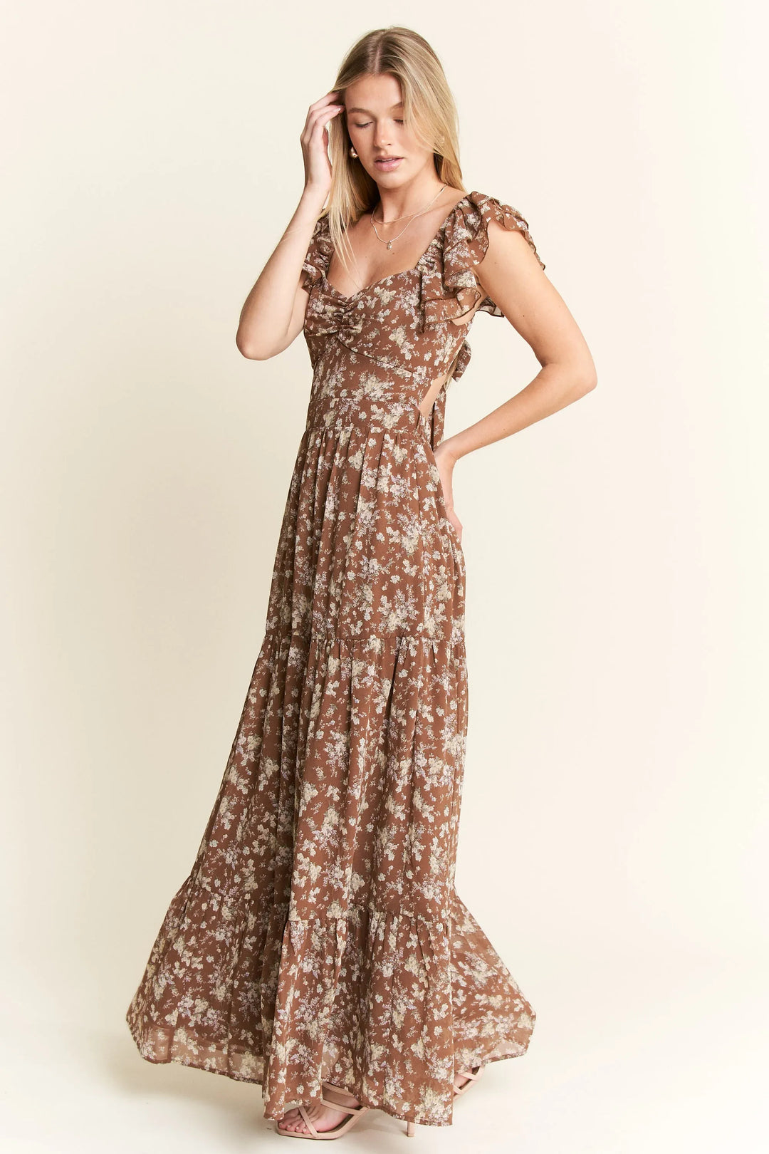 Jade By Jane Ruffle Sleeve Tiered Maxi Dress 1