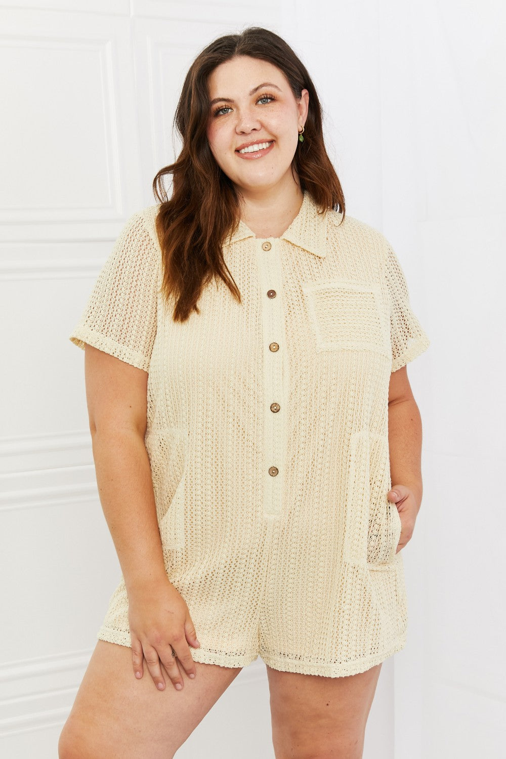 Beige Heyson Ready For The Day Crochet Romper