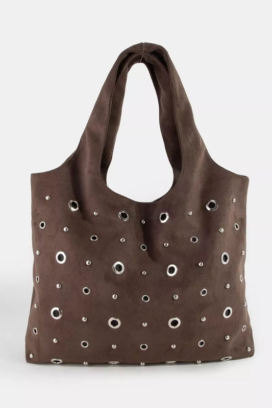 Dbr Fame Large Grommeted Suede Shoulder Bag