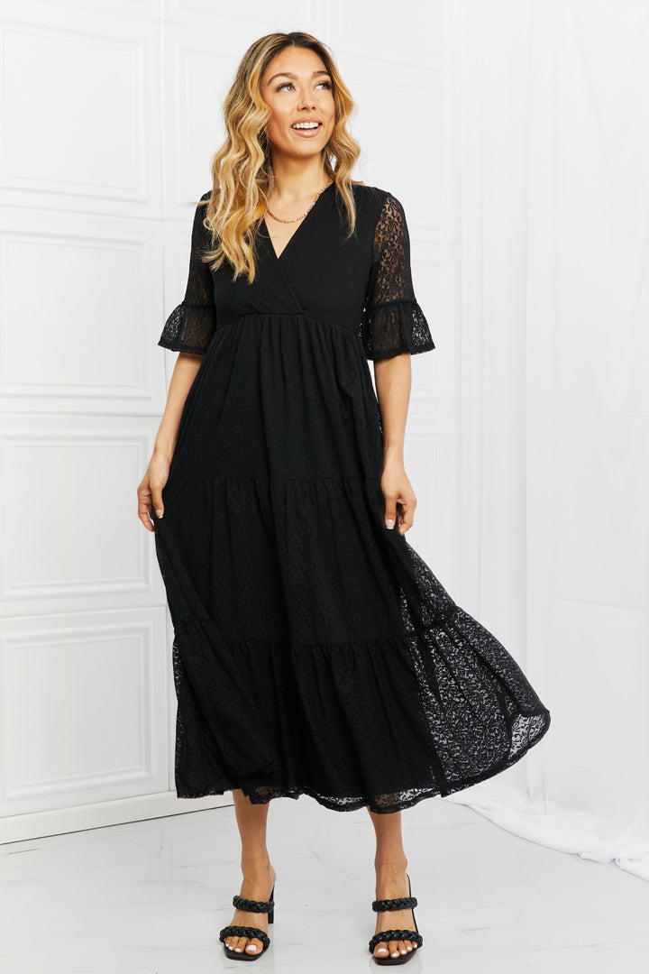 Black P Rose Lovely Lace Full Size Tiered Dress