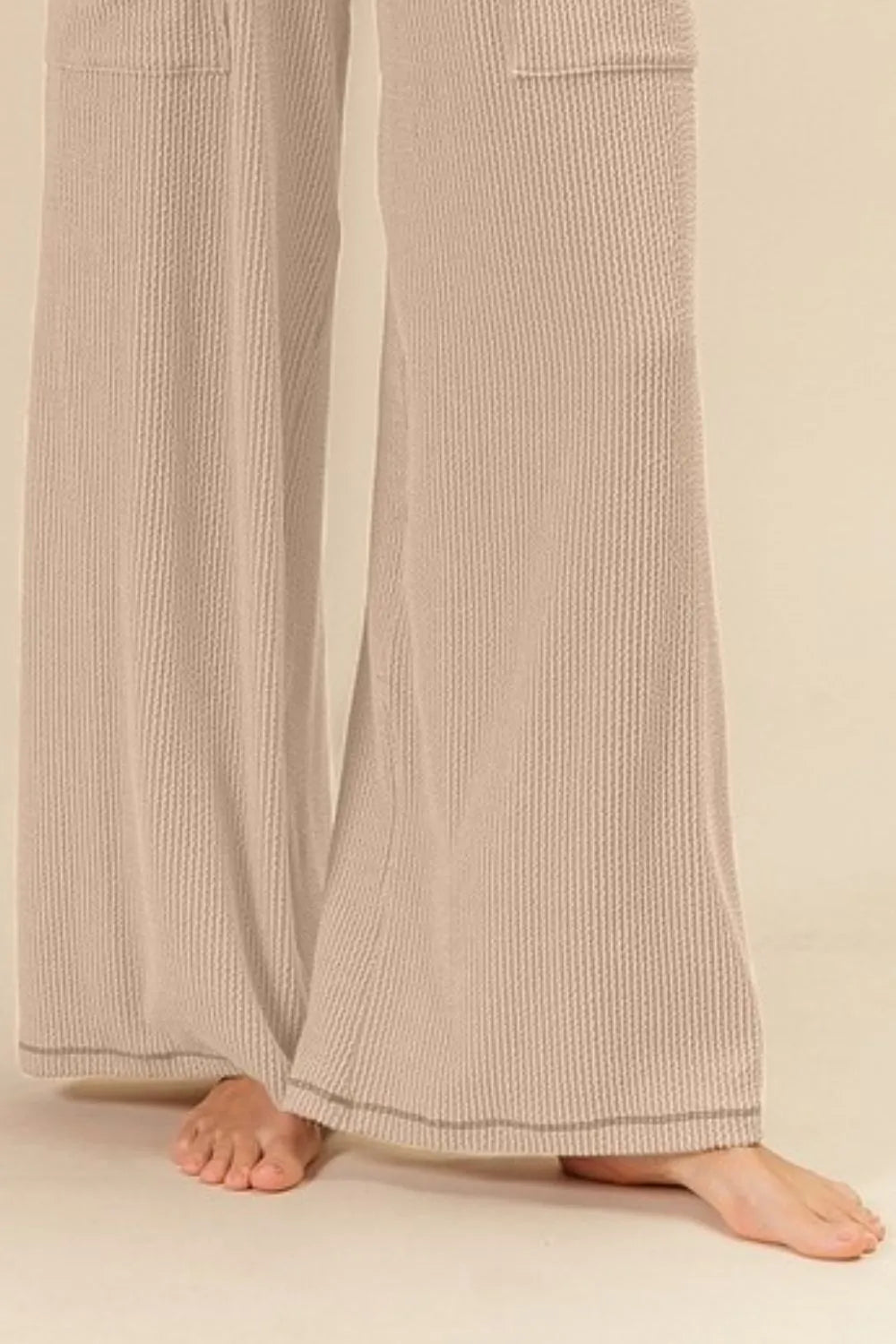 Oat Bibi 2Tone Cord Rib Waist Band Side Pocket Pants 1