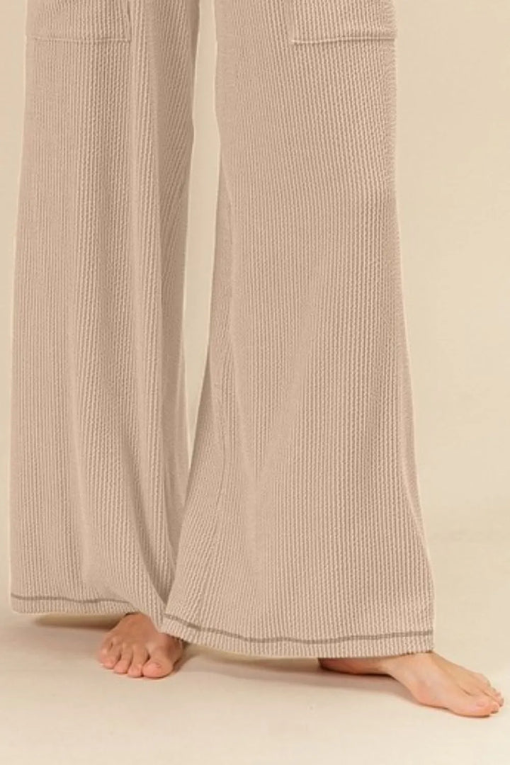 Oat Bibi 2Tone Cord Rib Waist Band Side Pocket Pants 1