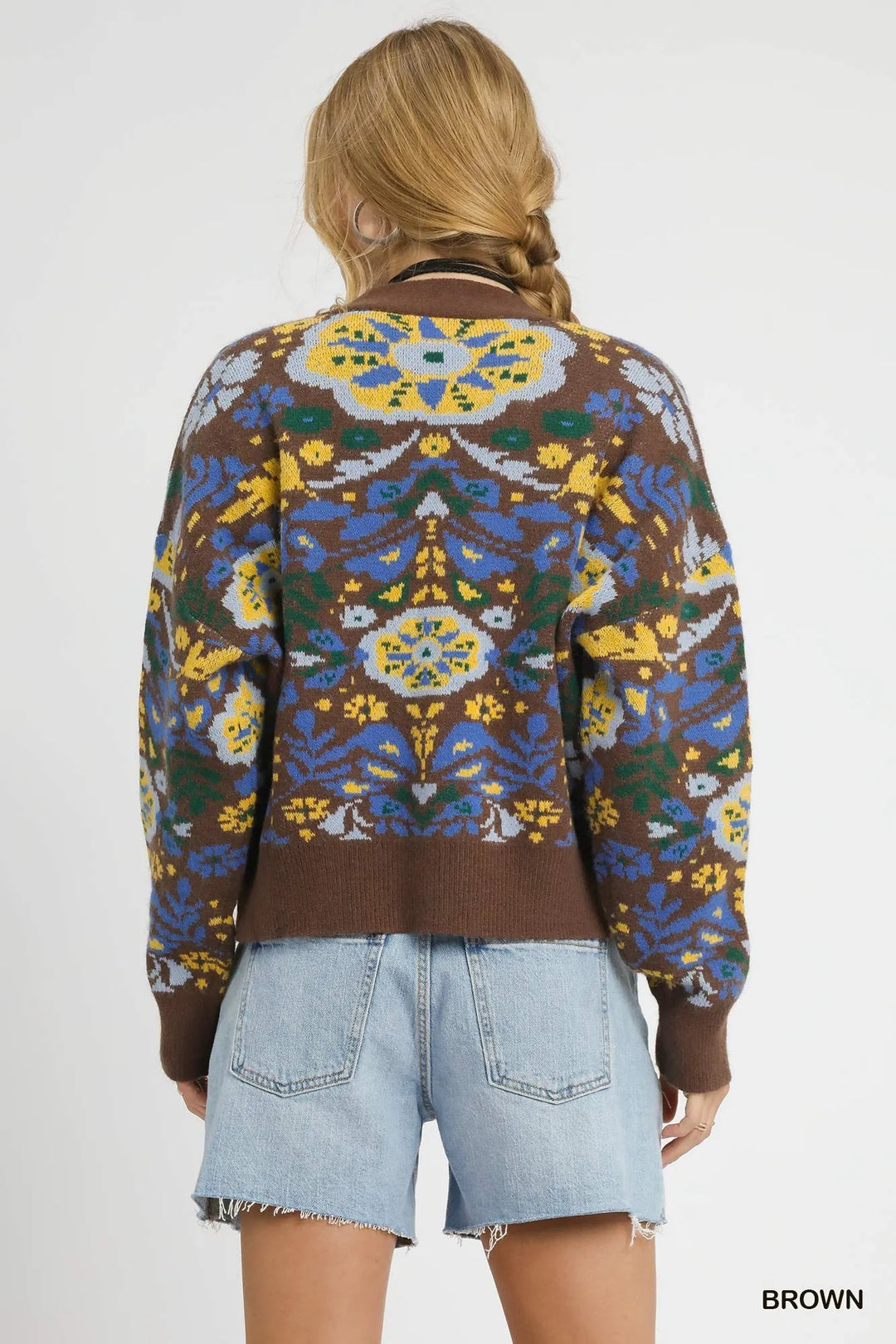 Umgee Floral Knit Button Up Cardigan 1