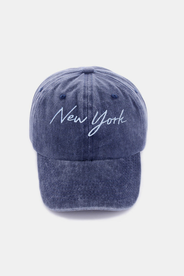 New York Ash Mocha Zenana Washed Embroidered City Baseball Cap