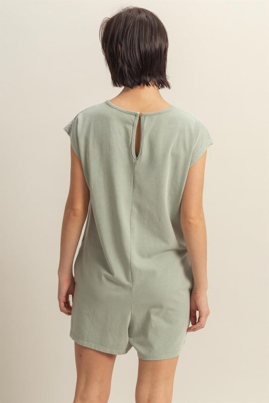 Sage Hyfve Round Neck Cap Sleeve Relaxed Fit Breezy Romper