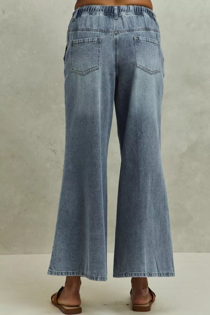 Denim So Me Mid Rise Elastic Waist Flare Denim Jeans
