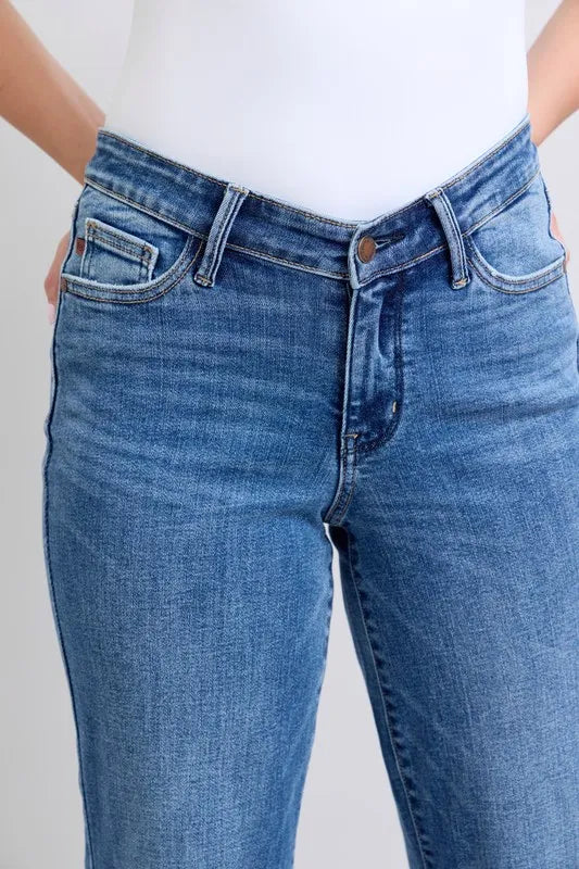 Dk Judy Blue Full Size High Waist V Front Vintage Wash Straight Jeans Plus Size