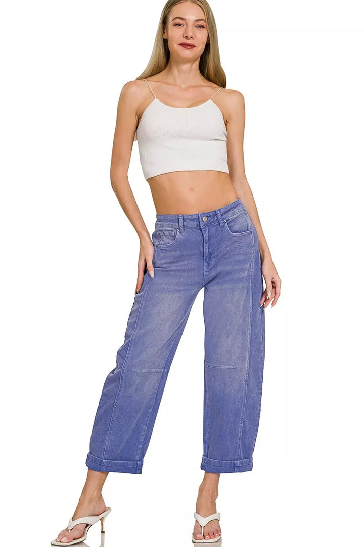 Marlin Zenana High Rise Barrel Leg Cropped Jeans 2
