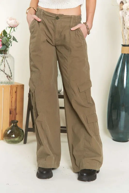 Olive Adora Low Rise Casual Cargo Pants 1