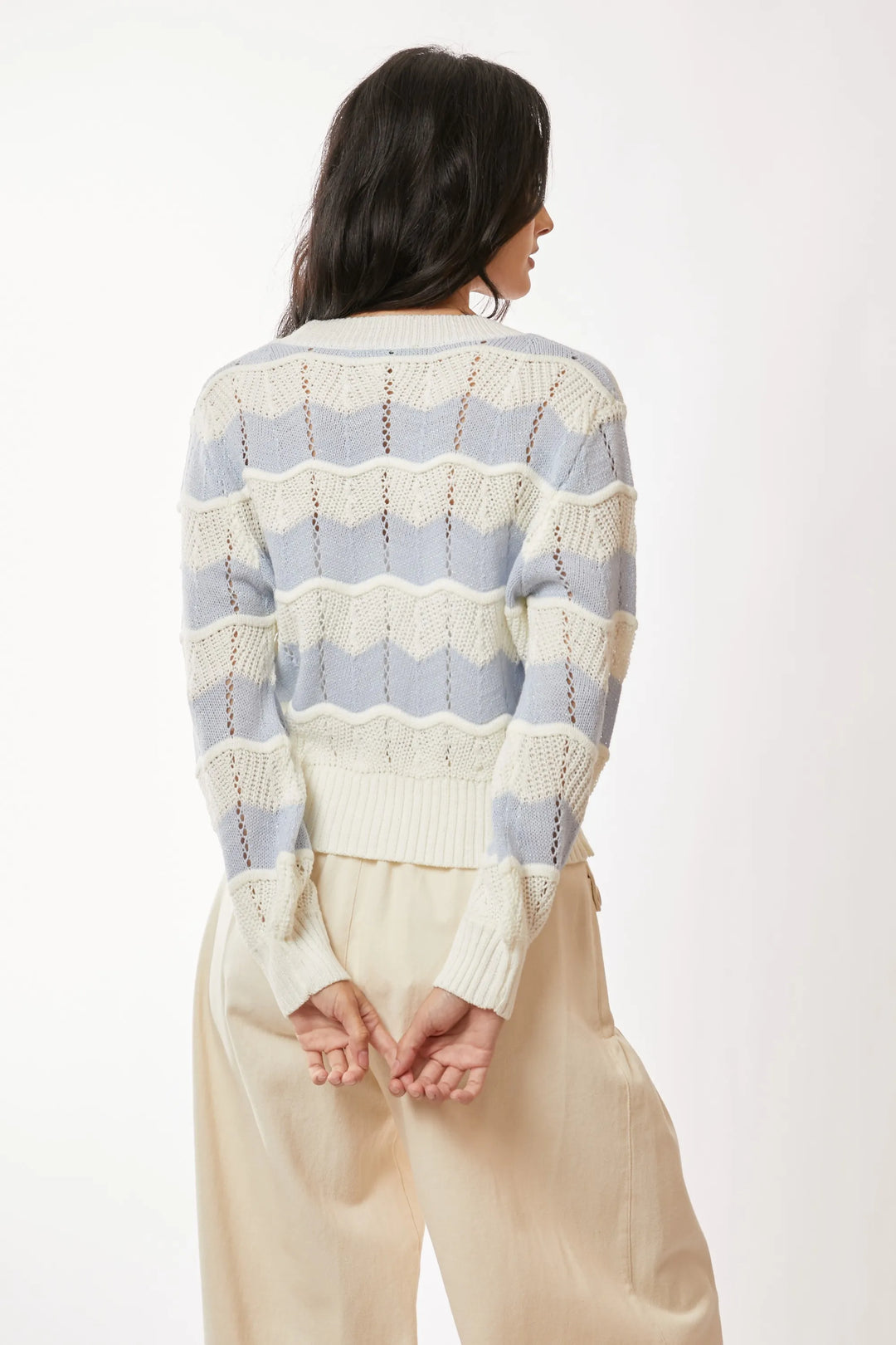 Davi Dani Button Up Front V Neckline Cardigan Sweater