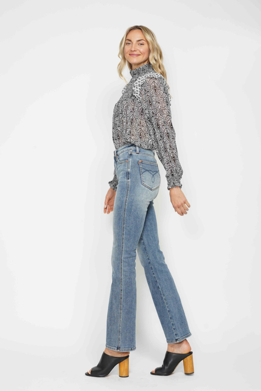 REG INSEAM Judy Blue Full Size Tummy Control Back Embroidered Pocketed Bootcut Jeans Plus Size
