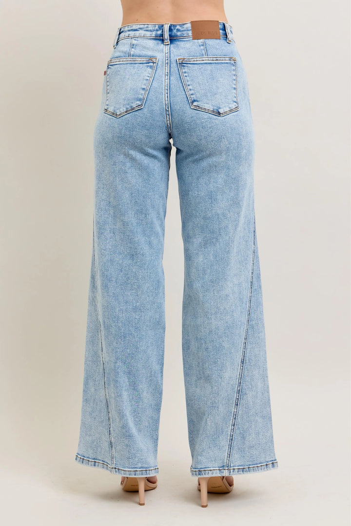 Lt Judy Blue Full Size High Waist Wide Leg Jeans With Skewed Inseam Plus Size