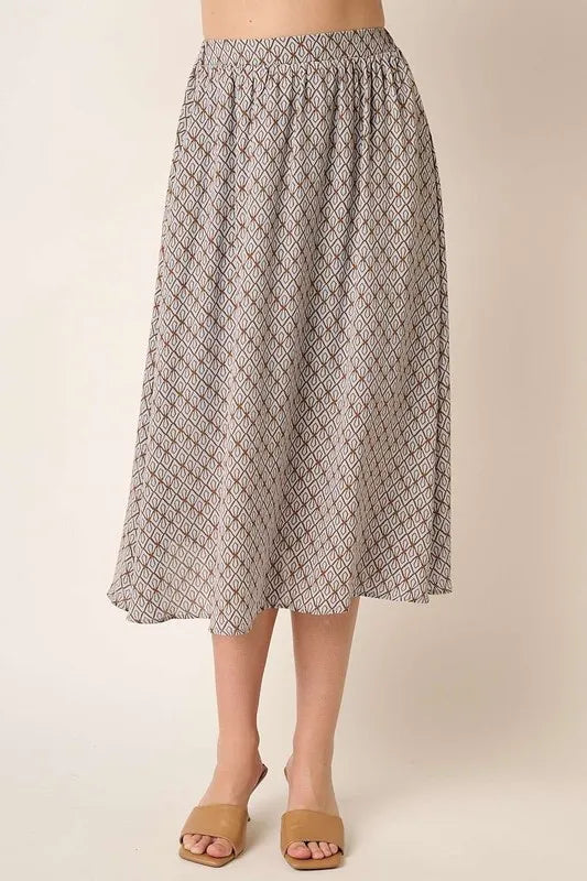 Taupe Mittoshop Printed Midi Skirt
