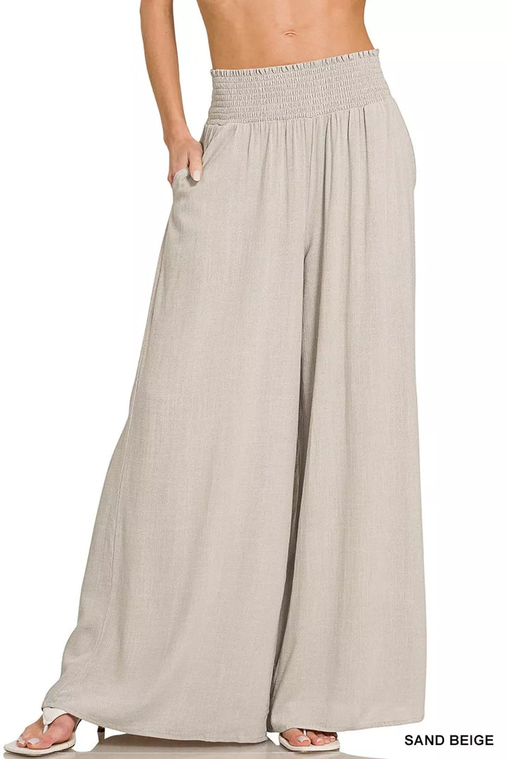 Zenana Smocked Waistband Wide Leg Lounge Pants 3