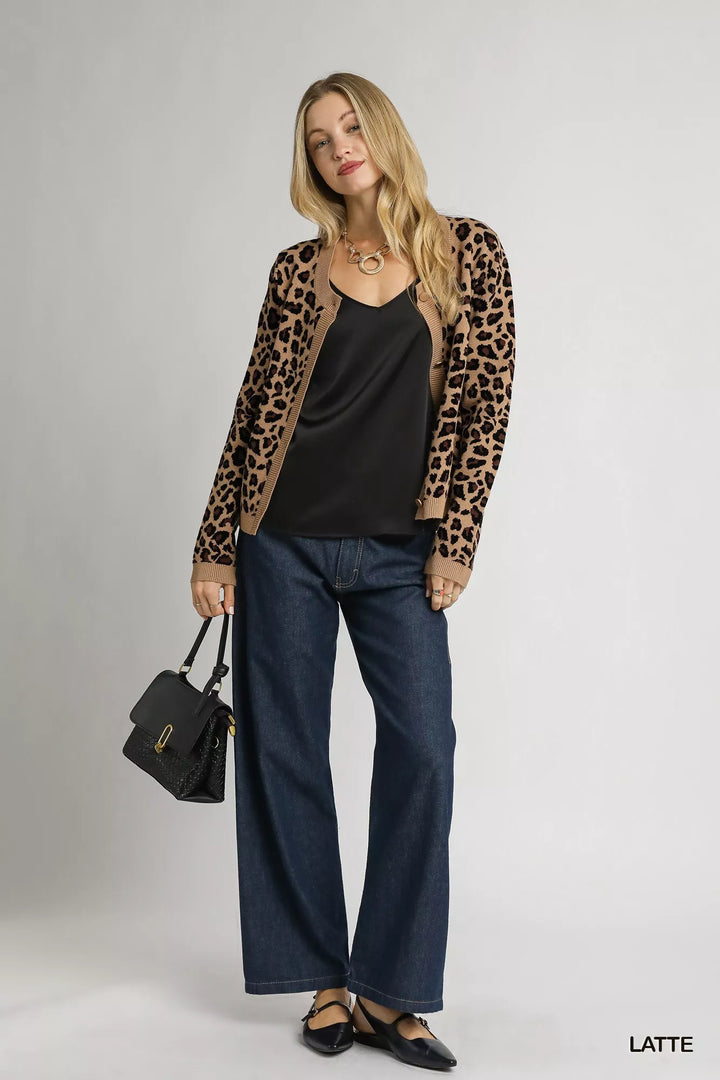 Umgee Leopard Print Button Down Cardigan