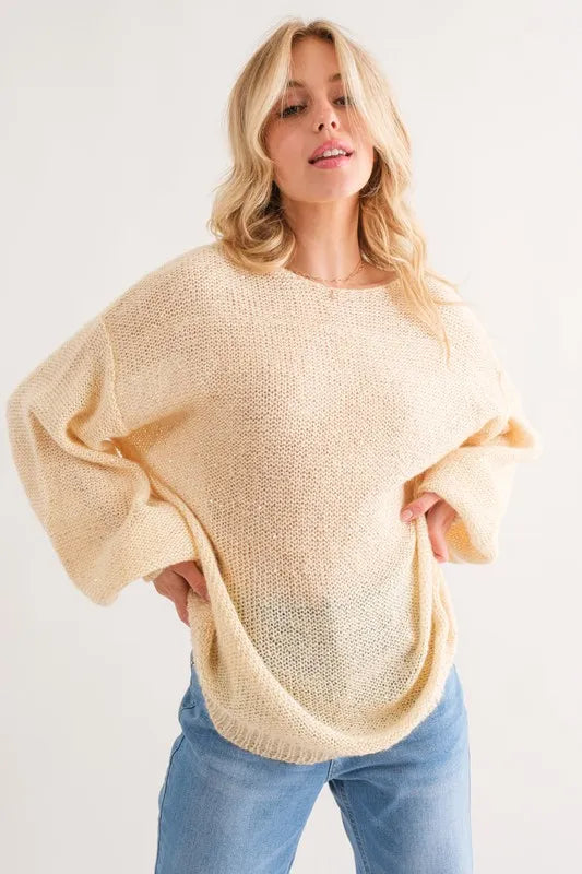 Cream And The Why Sequined Light Weight Pullover Sweater