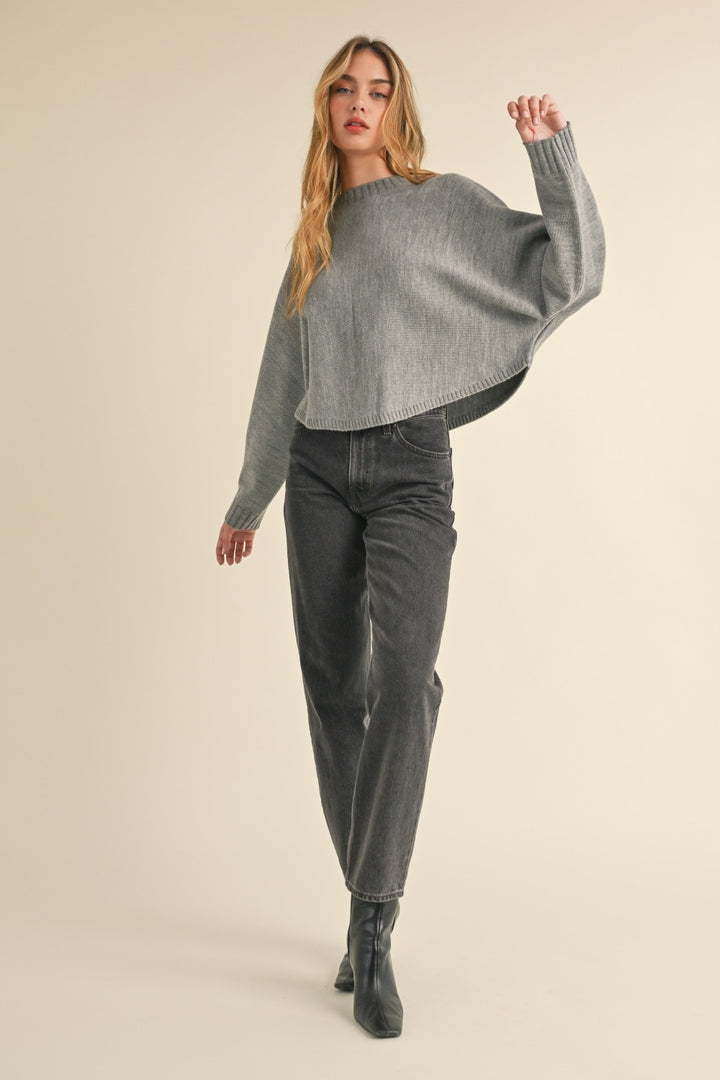 Mable Round Neck Dolman Sleeve Cropped Sweater 2
