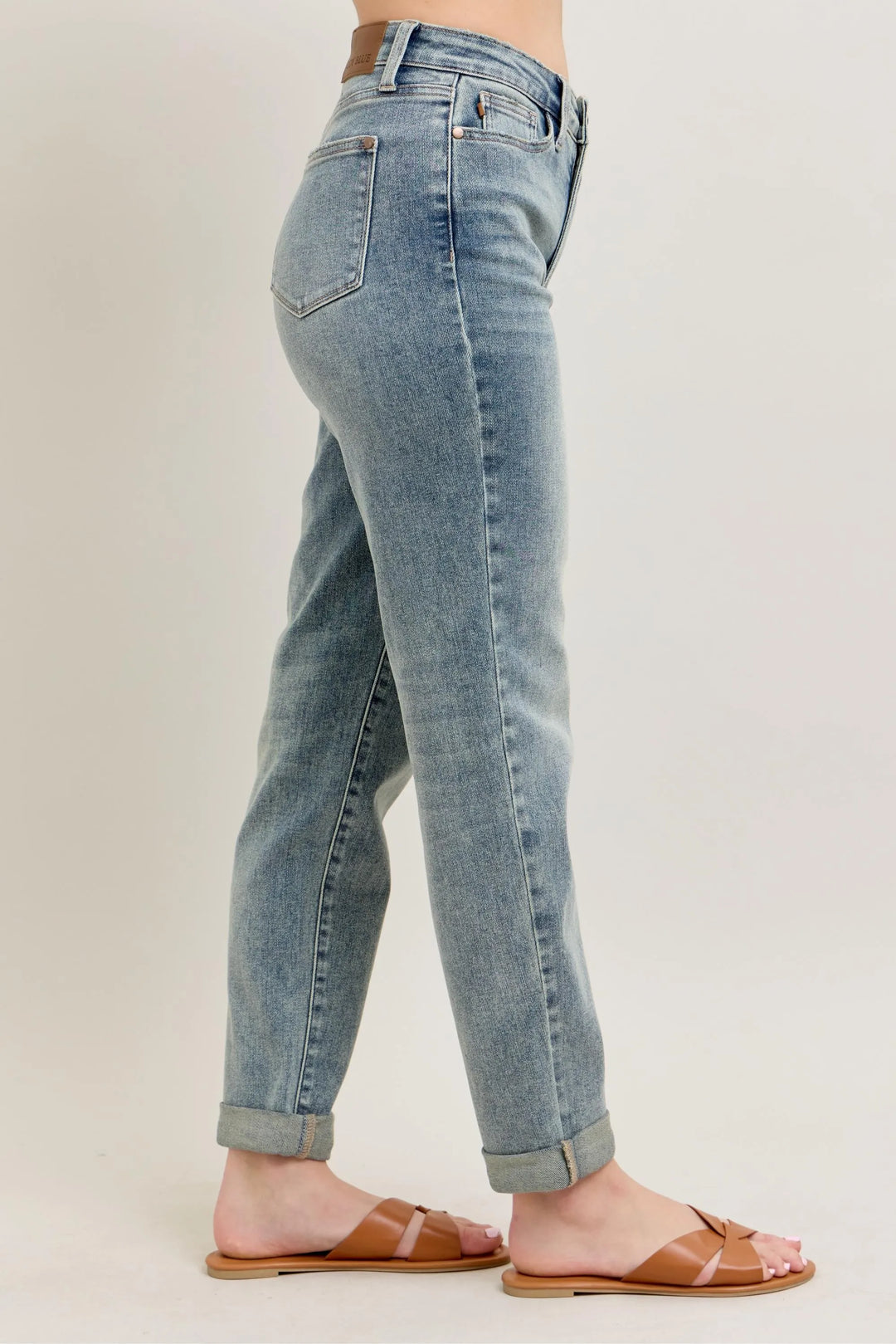 Md Judy Blue Full Size Hw Vintage Wash Double Roll Cuff Bf Jeans Plus Size
