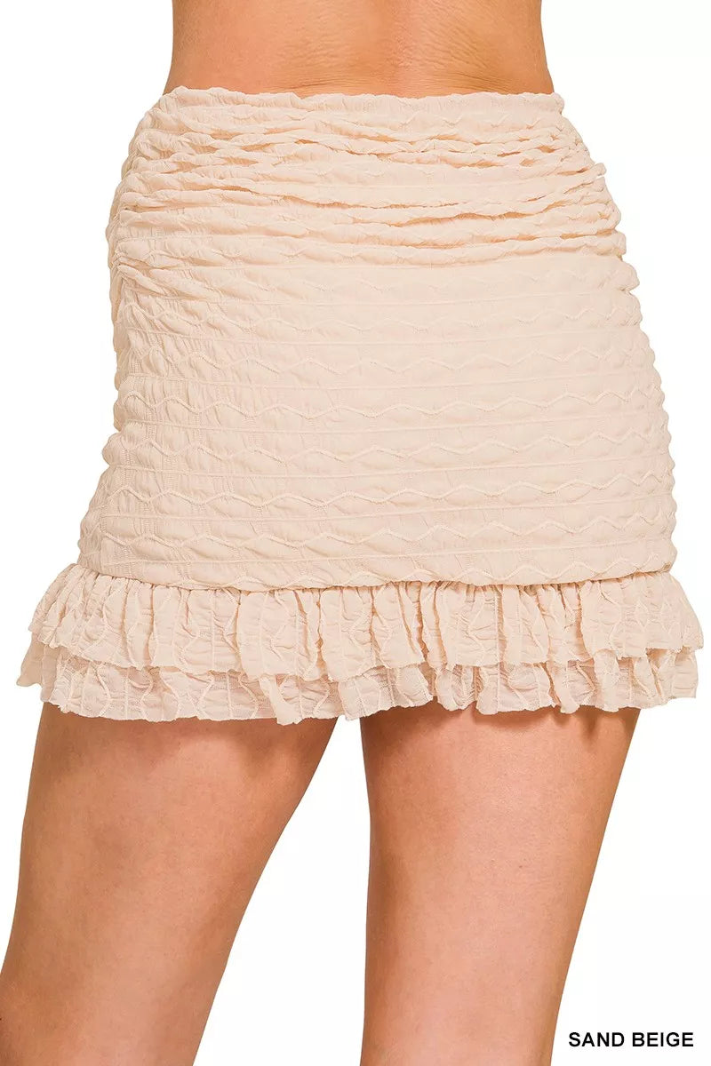 Zenana Ruched Mini Skirt With Built In Shorts 2