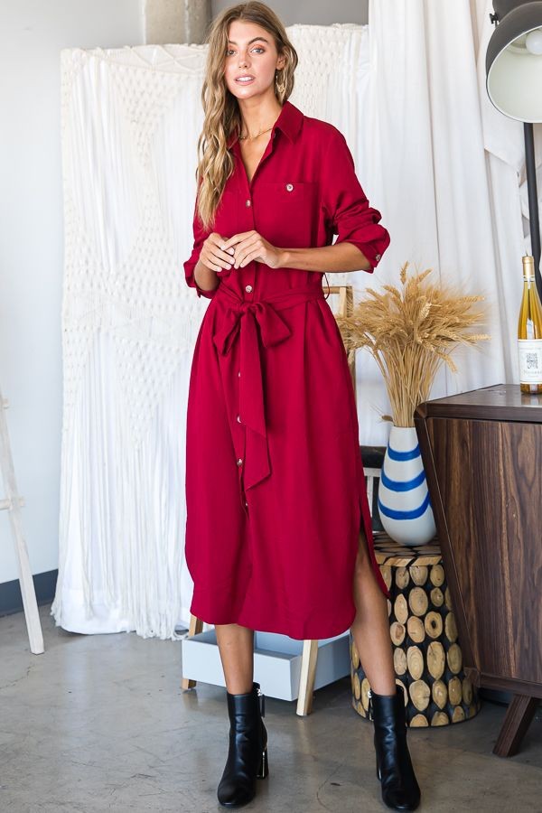 MOCHA Button Down Shirt Long Dress Plus 30 545P