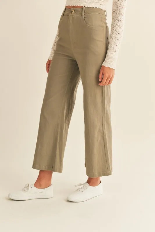 Olive Mable High Rise Pants With Pockets 1