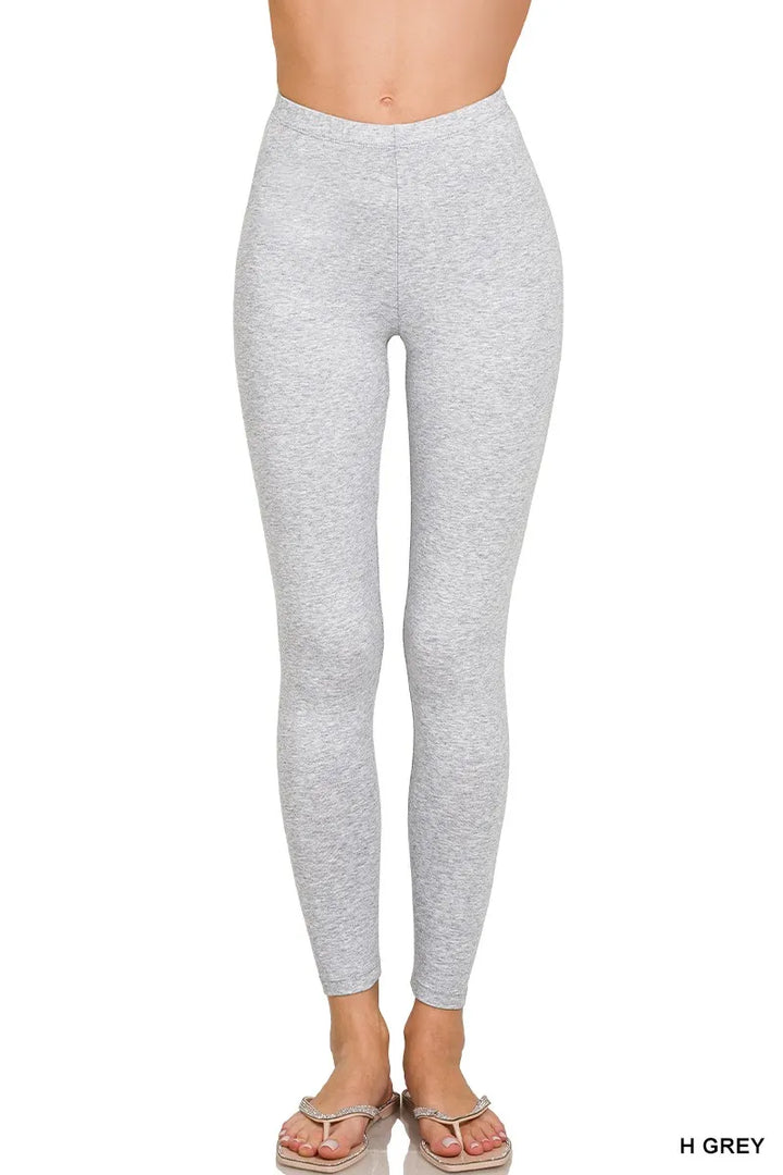 H Grey Zenana Premium Cotton Full Length Leggings